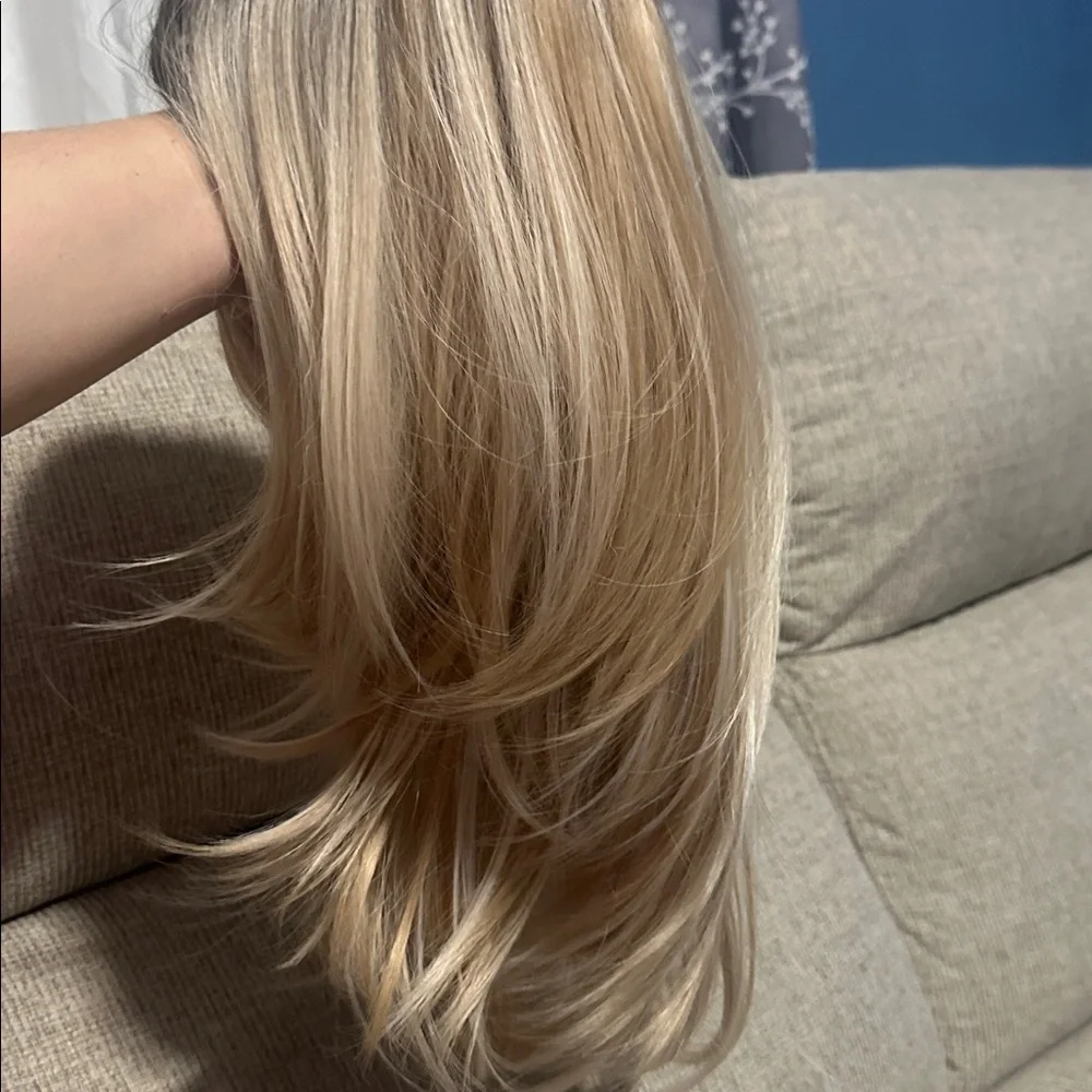 Blended Ash Brown to Blonde Ombre Women's Wig - Natural-Look Blonde